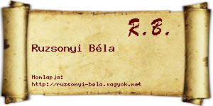 Ruzsonyi Béla névjegykártya